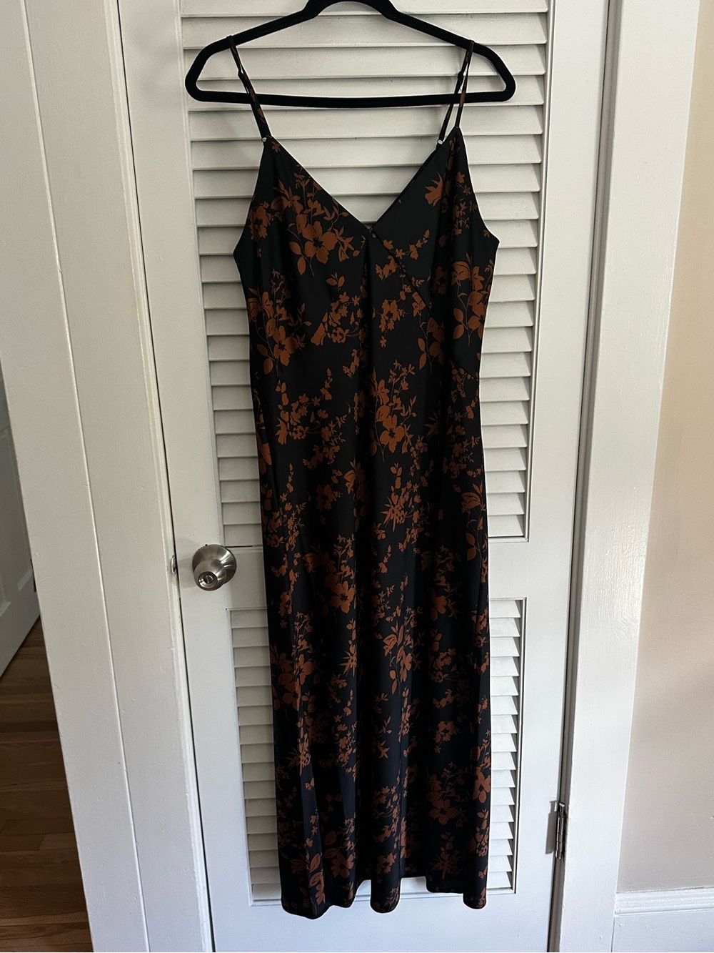 a new day Black Maxi Slip Dress with Brown Floral Print